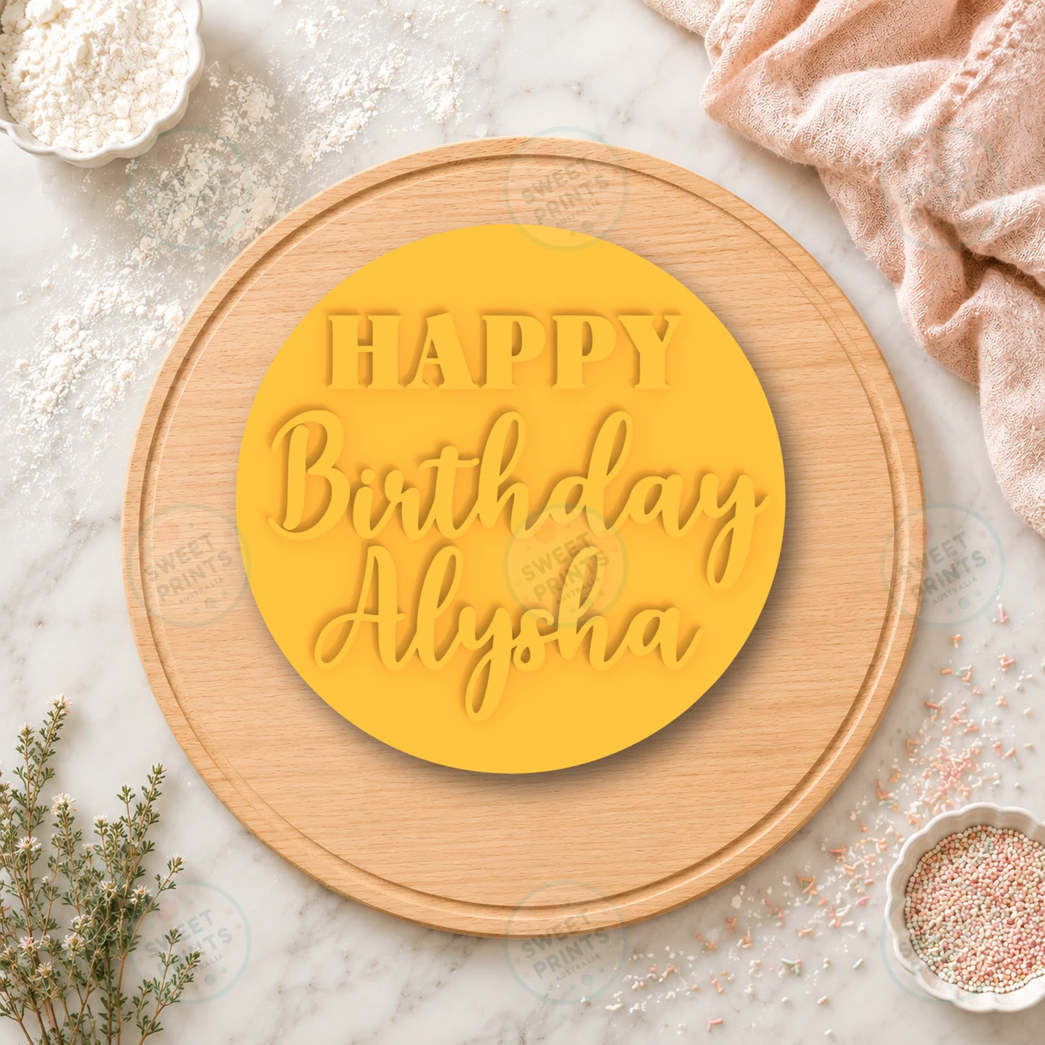 Happy Birthday Alysha Cookie Stamp cookie cutter
