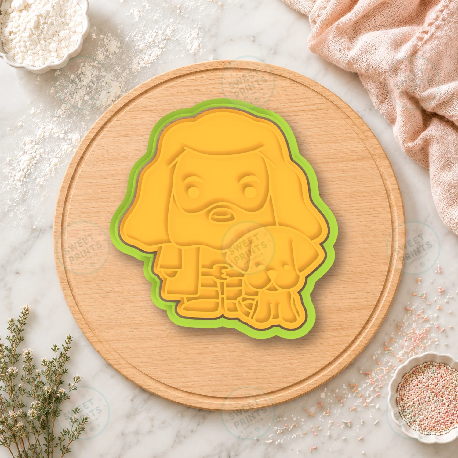 Fluffy Dog With Puppy Cookie Cutter & Stamp cookie cutter