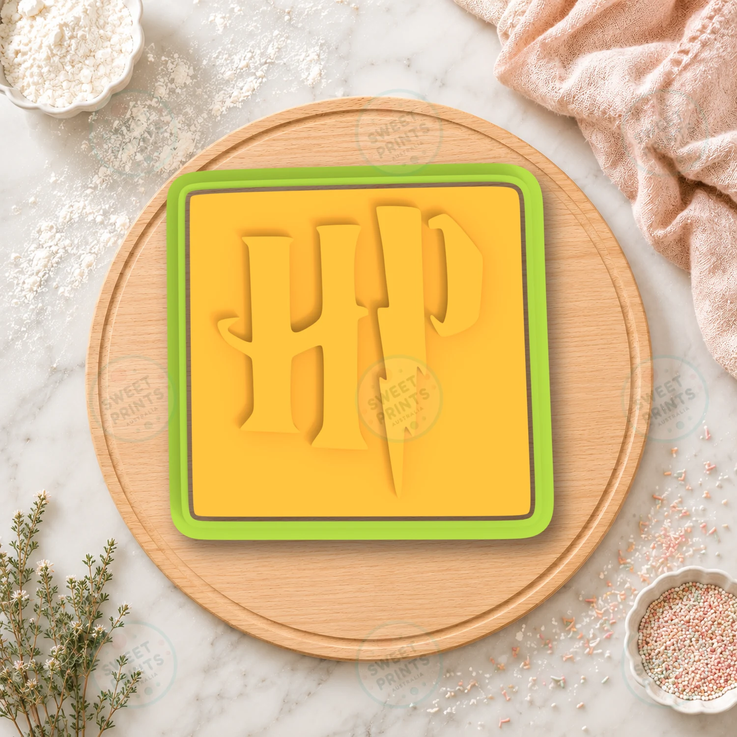 Hp Monogram Plaque Cookie Cutter & Stamp cookie cutter