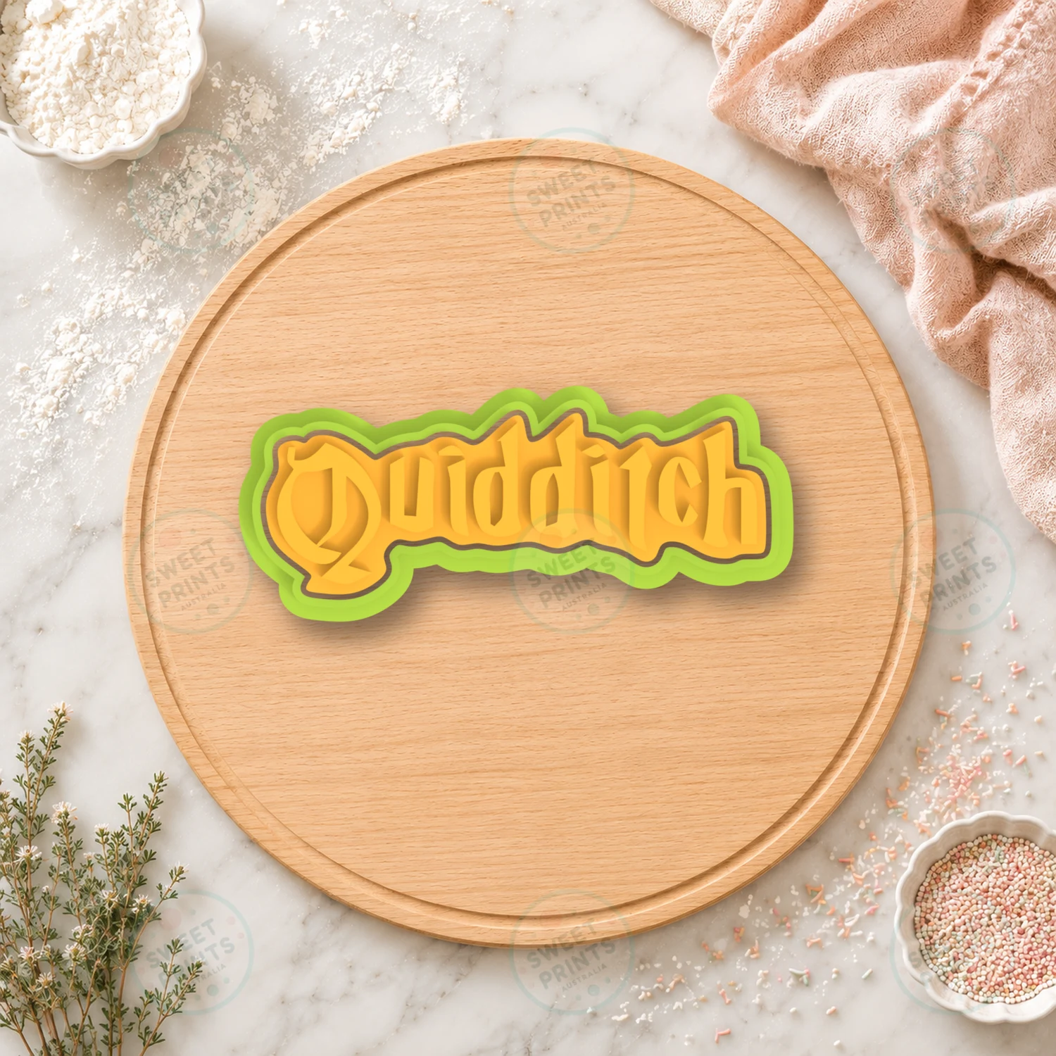 Quidditch Plaque Cookie Cutter & Stamp cookie cutter