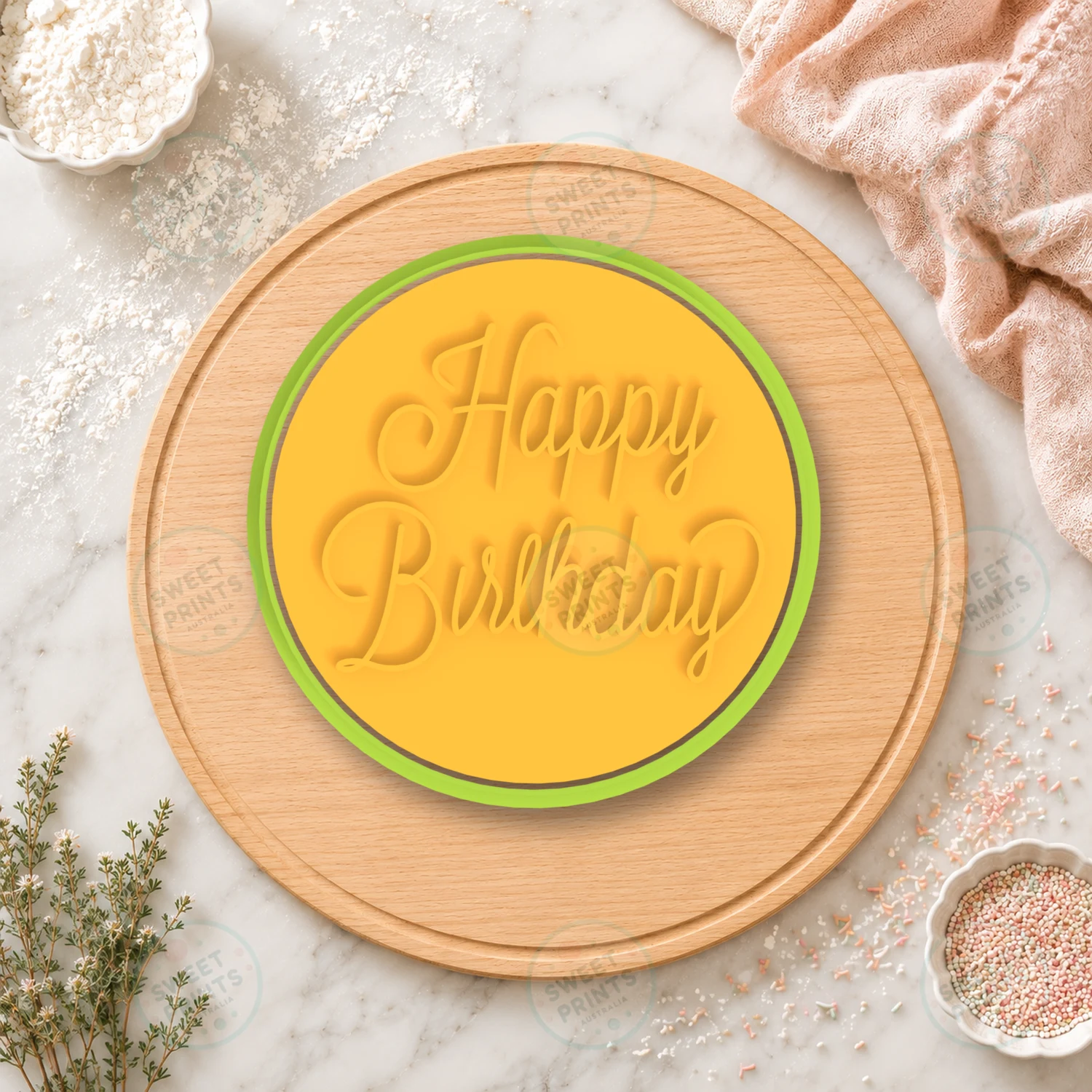 Happy Birthday Script Lettering Cookie Cutter & Stamp cookie cutter