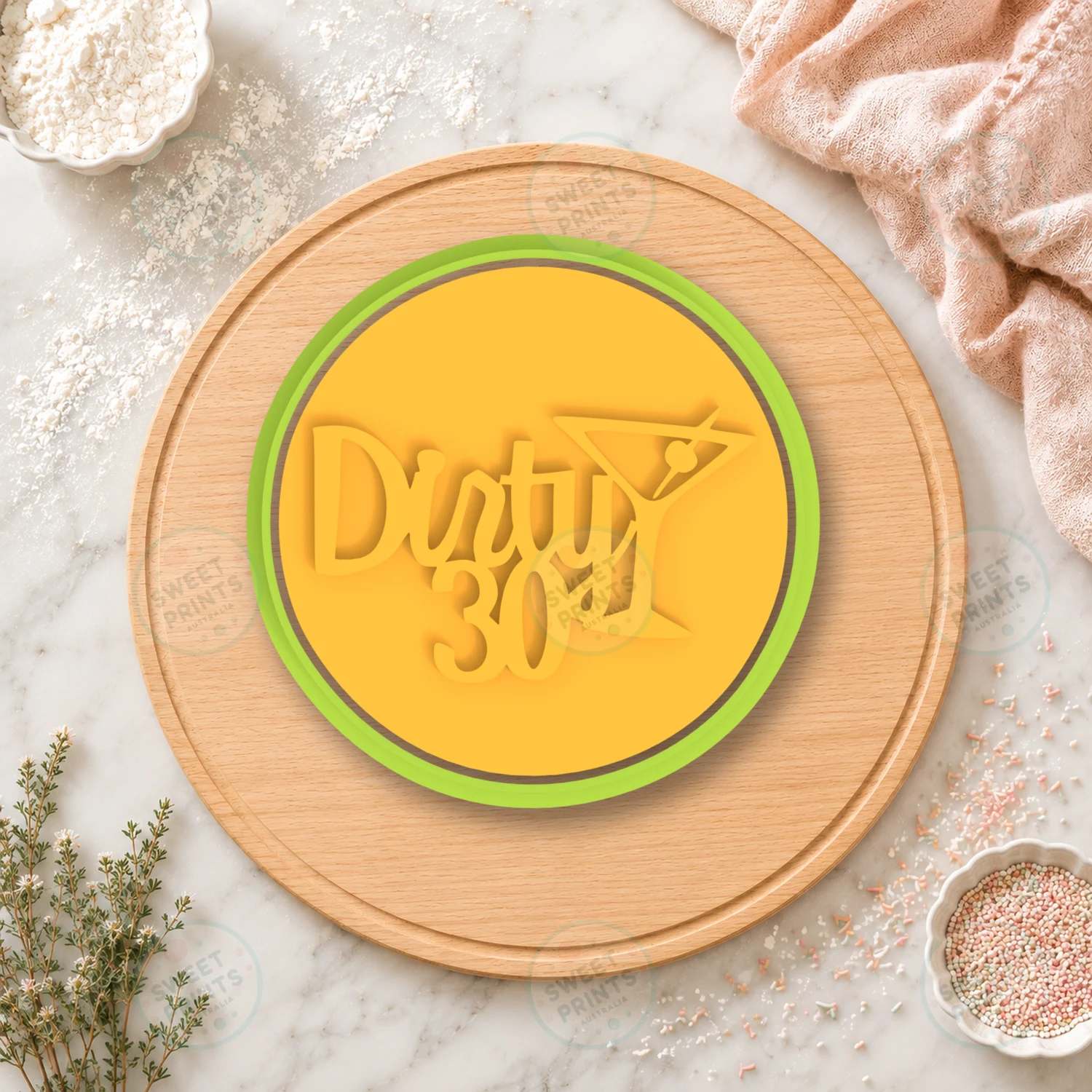Dirty 30 Cocktail Cookie Cutter & Stamp cookie cutter
