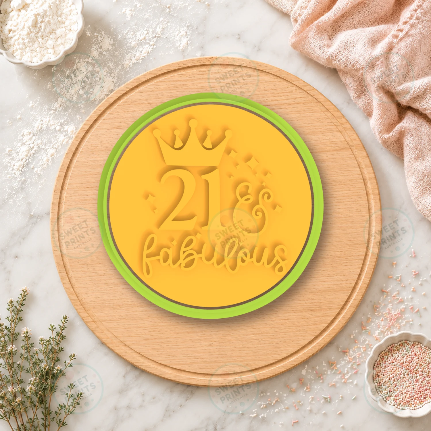 21 And Fabulous Crown Lettering Cookie Cutter & Stamp cookie cutter