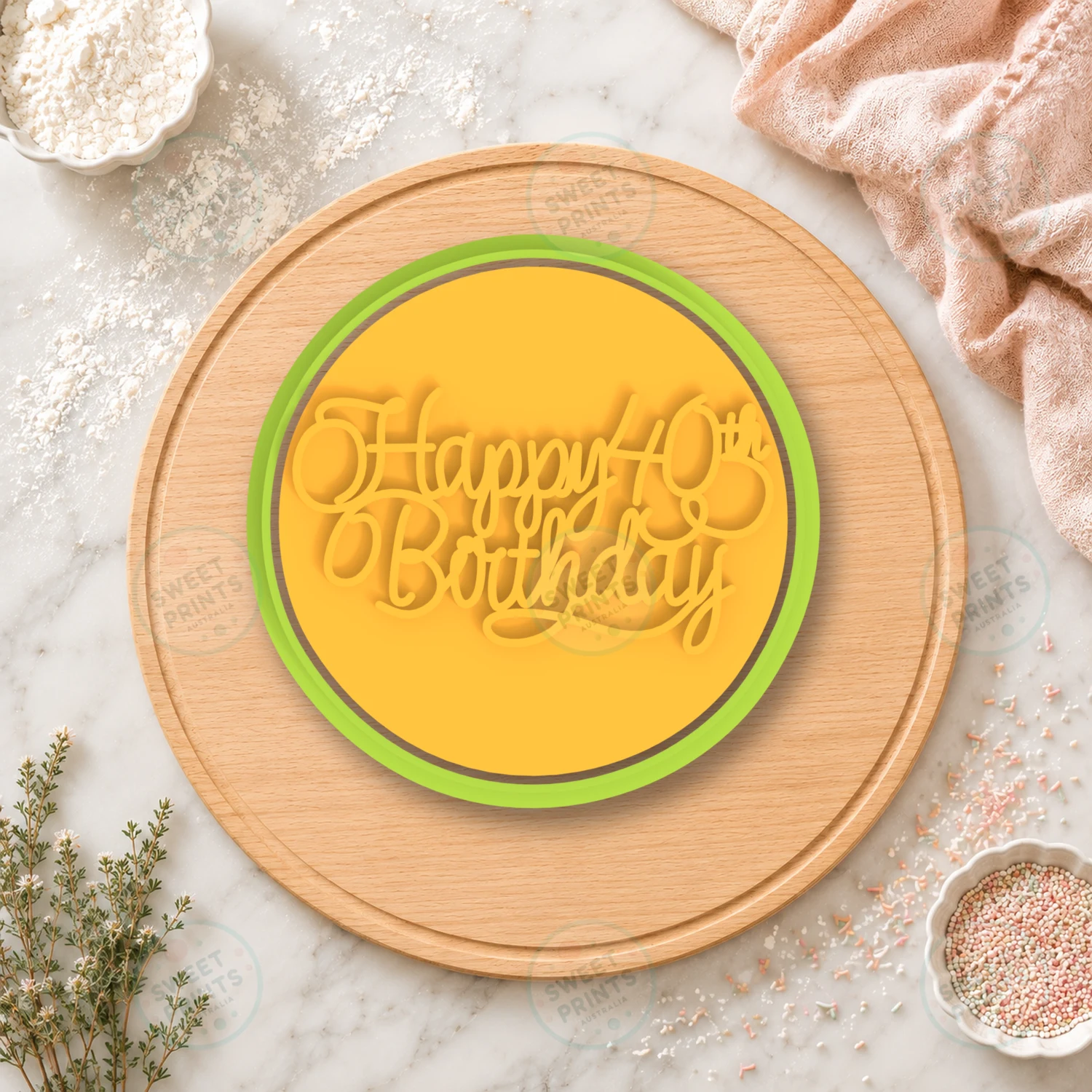 Happy 40th Birthday Lettering Cookie Cutter & Stamp cookie cutter