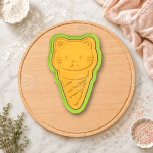 Cat Ice Cream Cone Cookie Cutter & Stamp