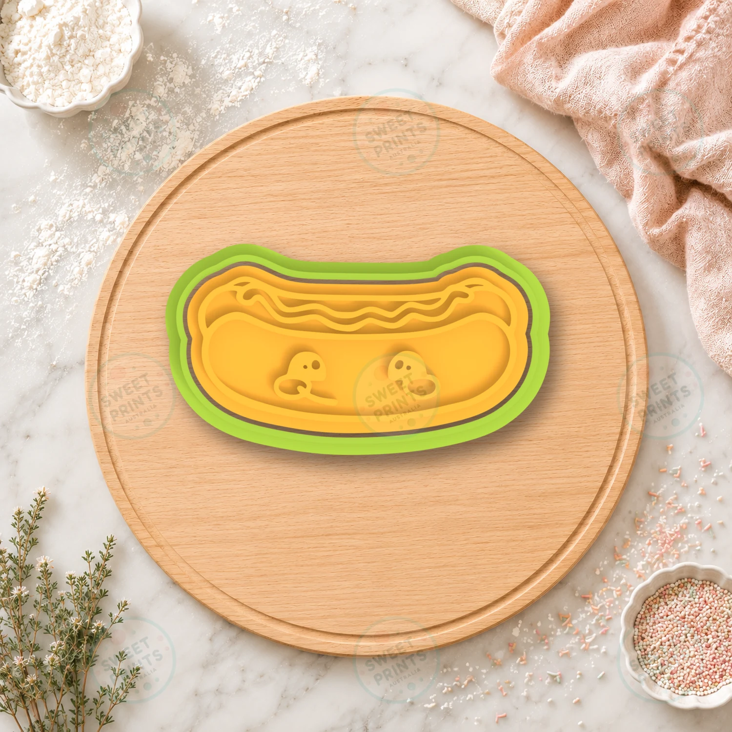 Hot Dog Cookie Cutter & Stamp cookie cutter