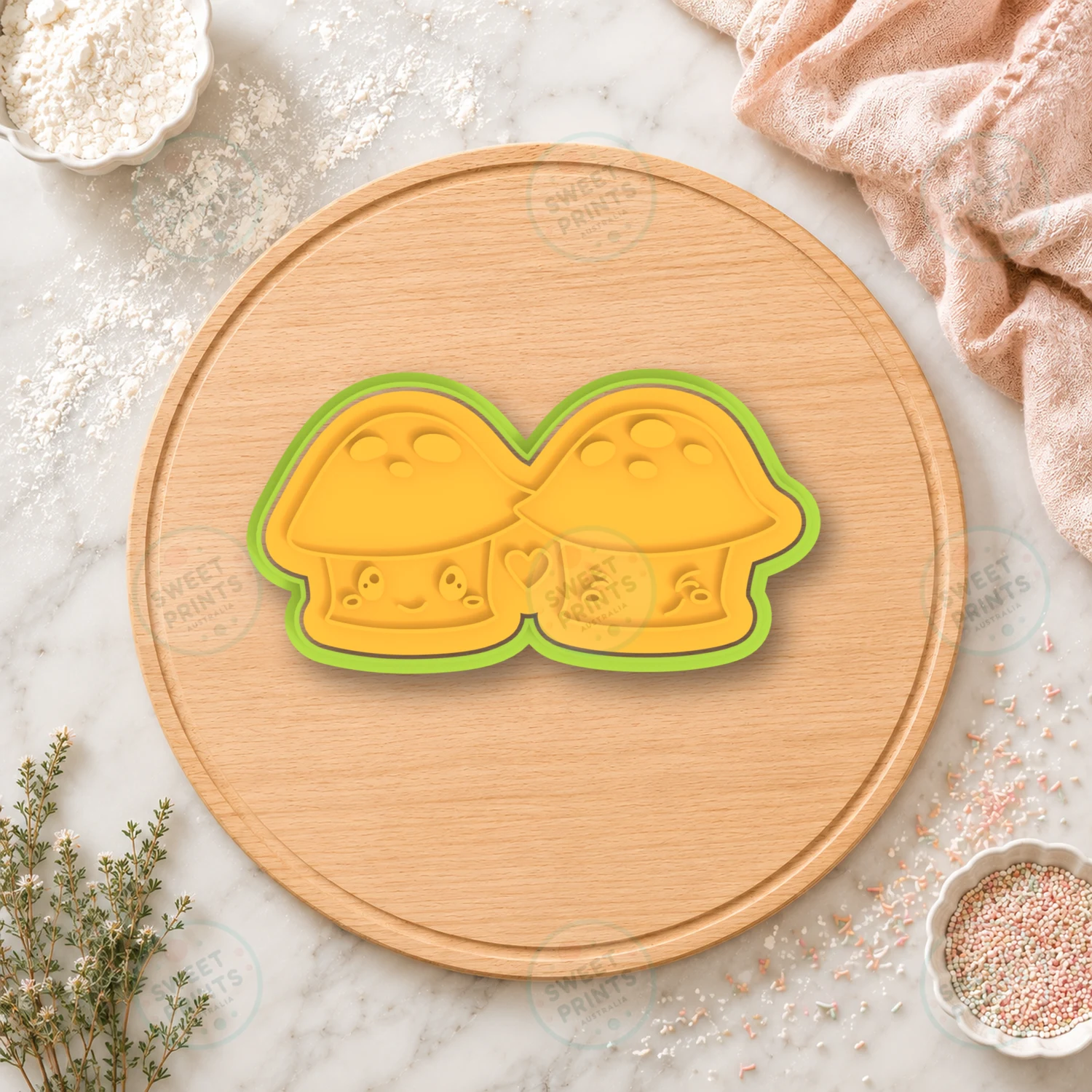 Kawaii Mushroom Couple Cookie Cutter & Stamp cookie cutter