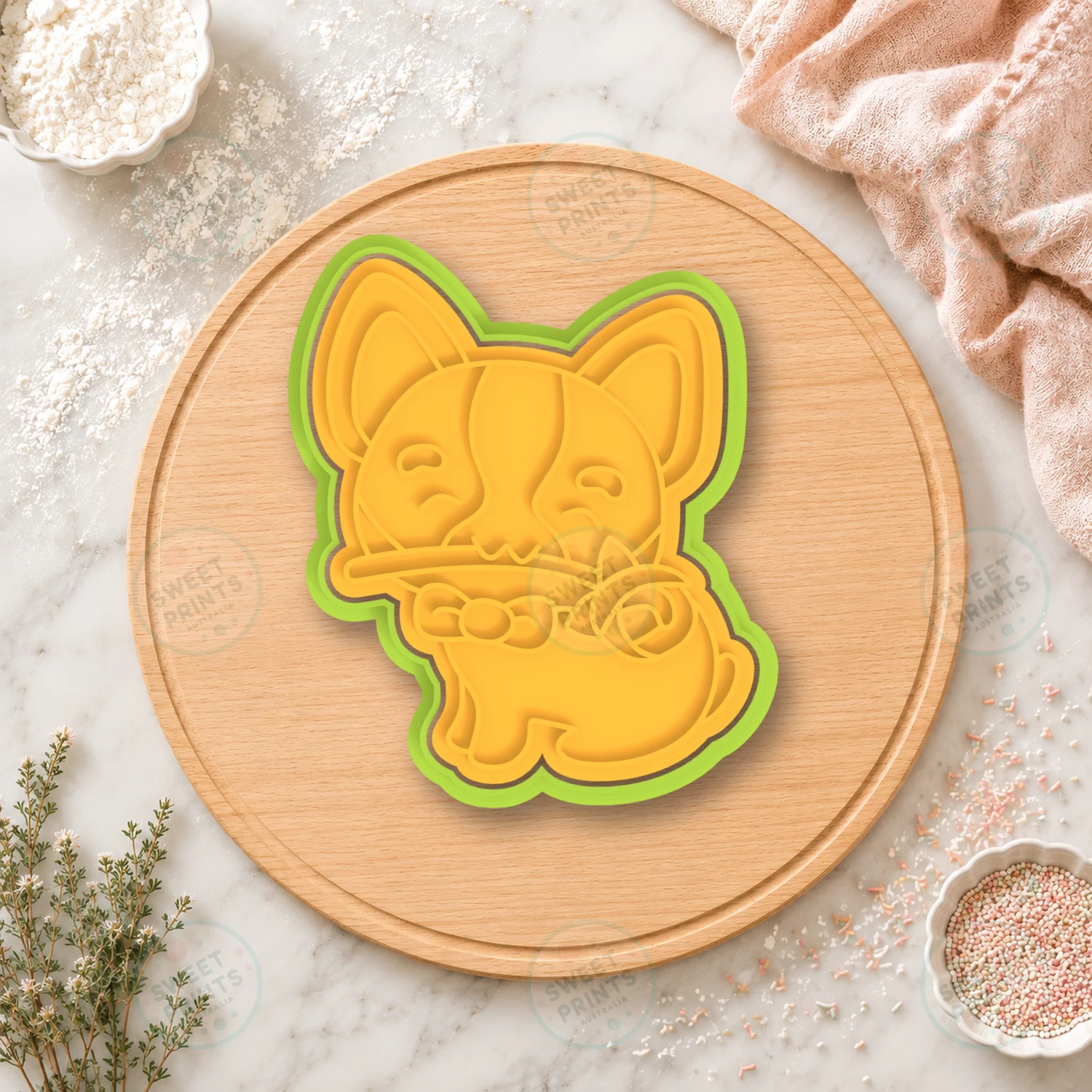 Corgi With Bow Tie Cookie Cutter & Stamp cookie cutter