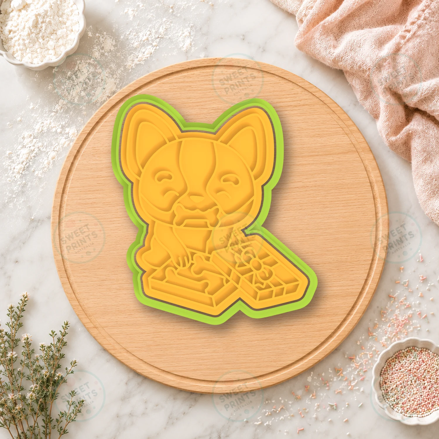 Corgi With Gift Box Cookie Cutter & Stamp cookie cutter