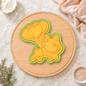 Corgi With Heart Balloons Cookie Cutter & Stamp
