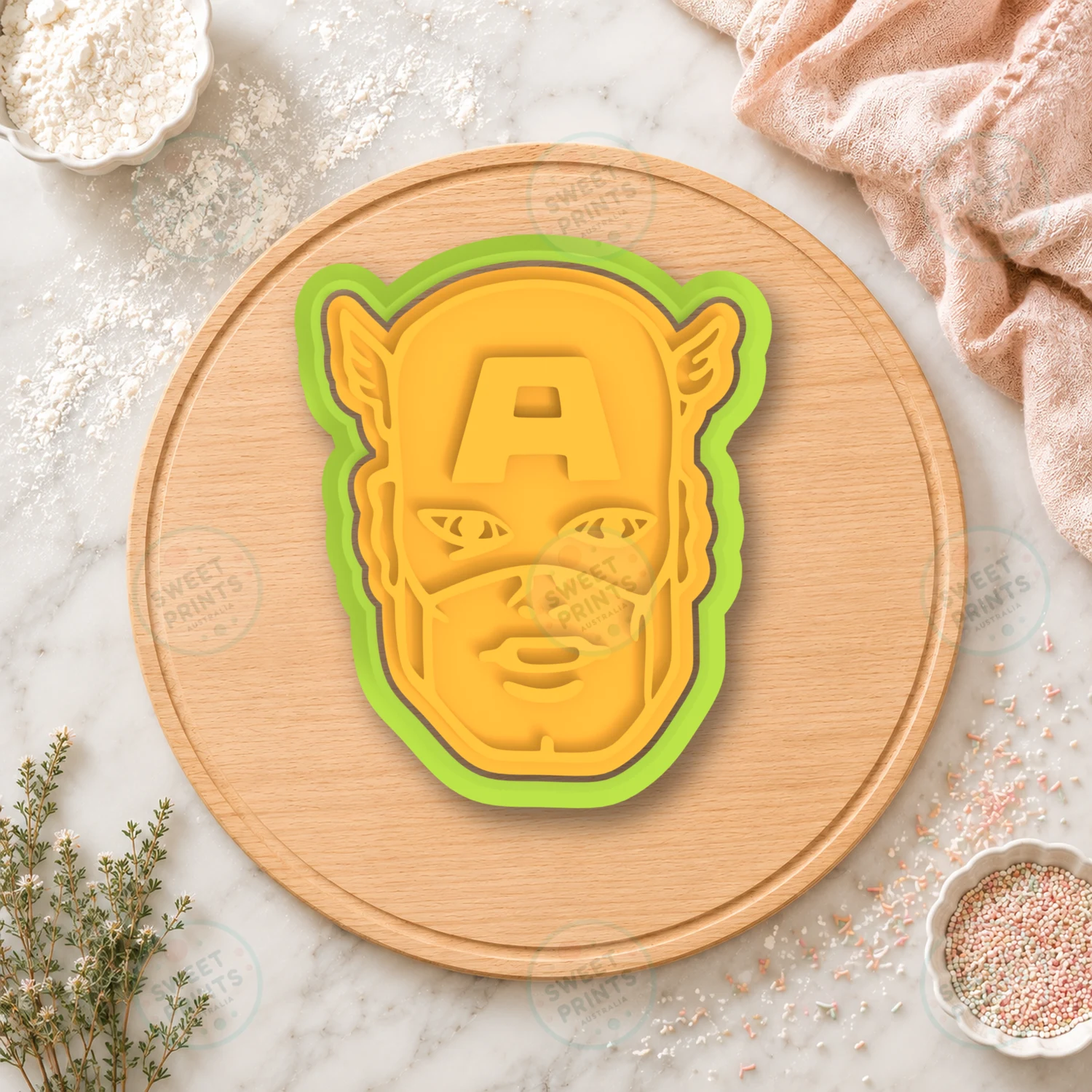 Captain America Face Cookie Cutter & Stamp cookie cutter