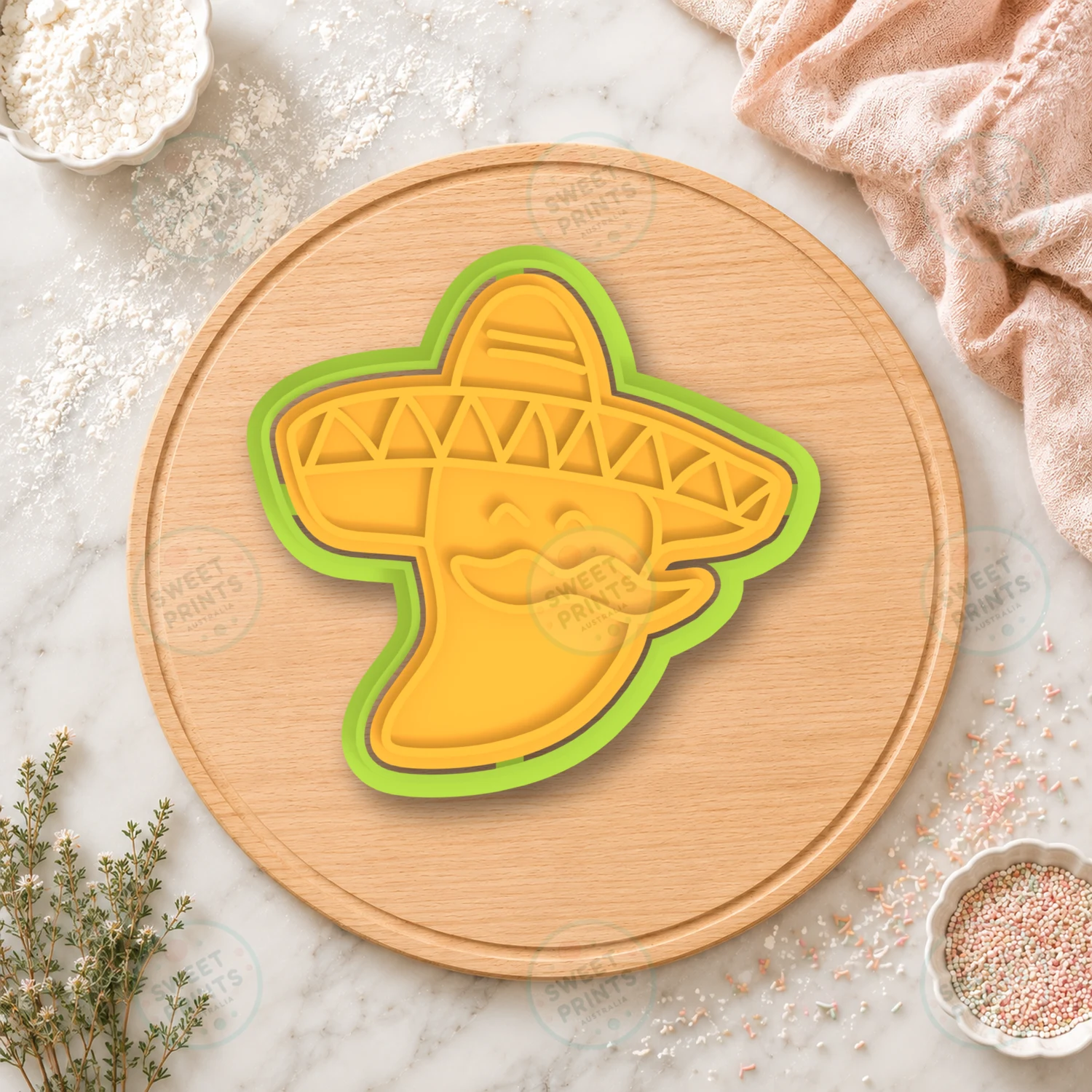 Mexican Sombrero Face Cookie Cutter & Stamp cookie cutter