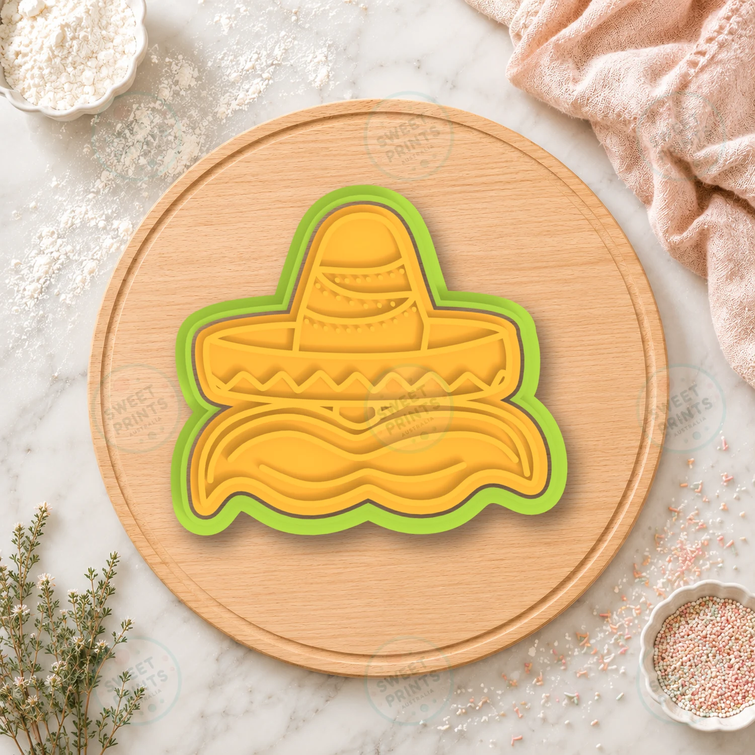 Sombrero Moustache Combo Cookie Cutter & Stamp cookie cutter
