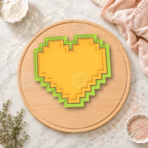 Minecraft Pixel Heart 2 Cookie Cutter & Stamp
