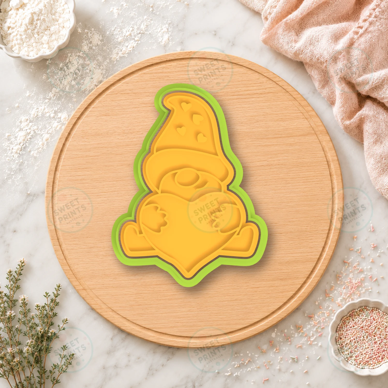 Gnome Holding Big Heart Cookie Cutter & Stamp cookie cutter