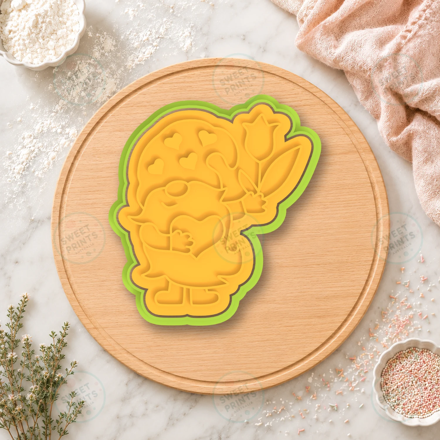 Gnome Holding Tulip Cookie Cutter & Stamp cookie cutter