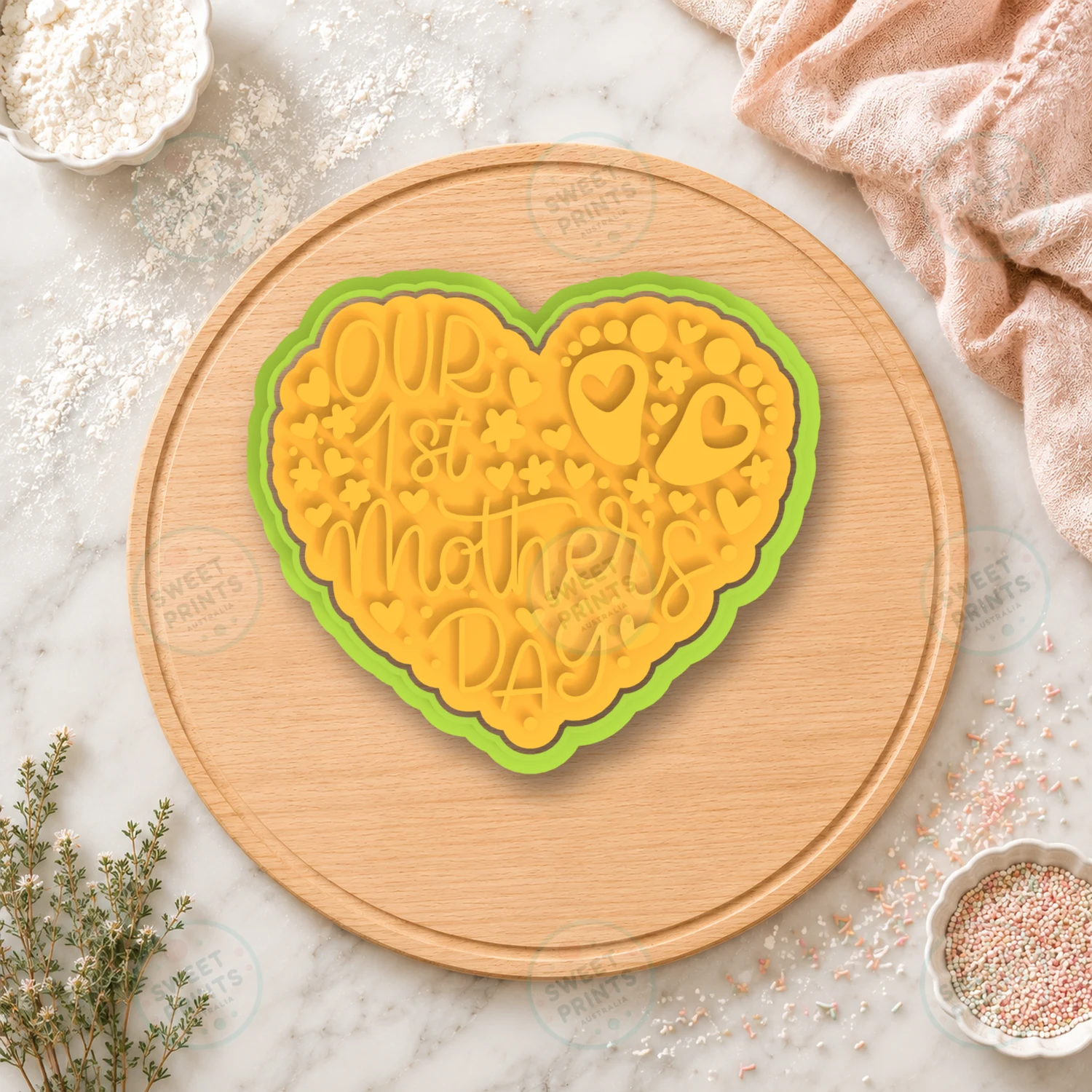 Our First Mothers Day Heart Text Cookie Cutter & Stamp cookie cutter