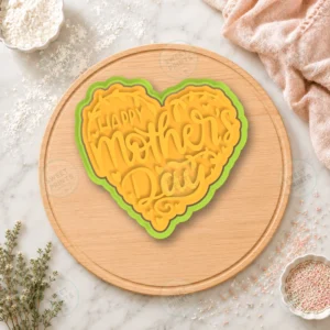 Happy Mothers Day Heart Text Cookie Cutter & Stamp