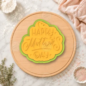Happy Mothers Day Double Heart Text Cookie Cutter & Stamp