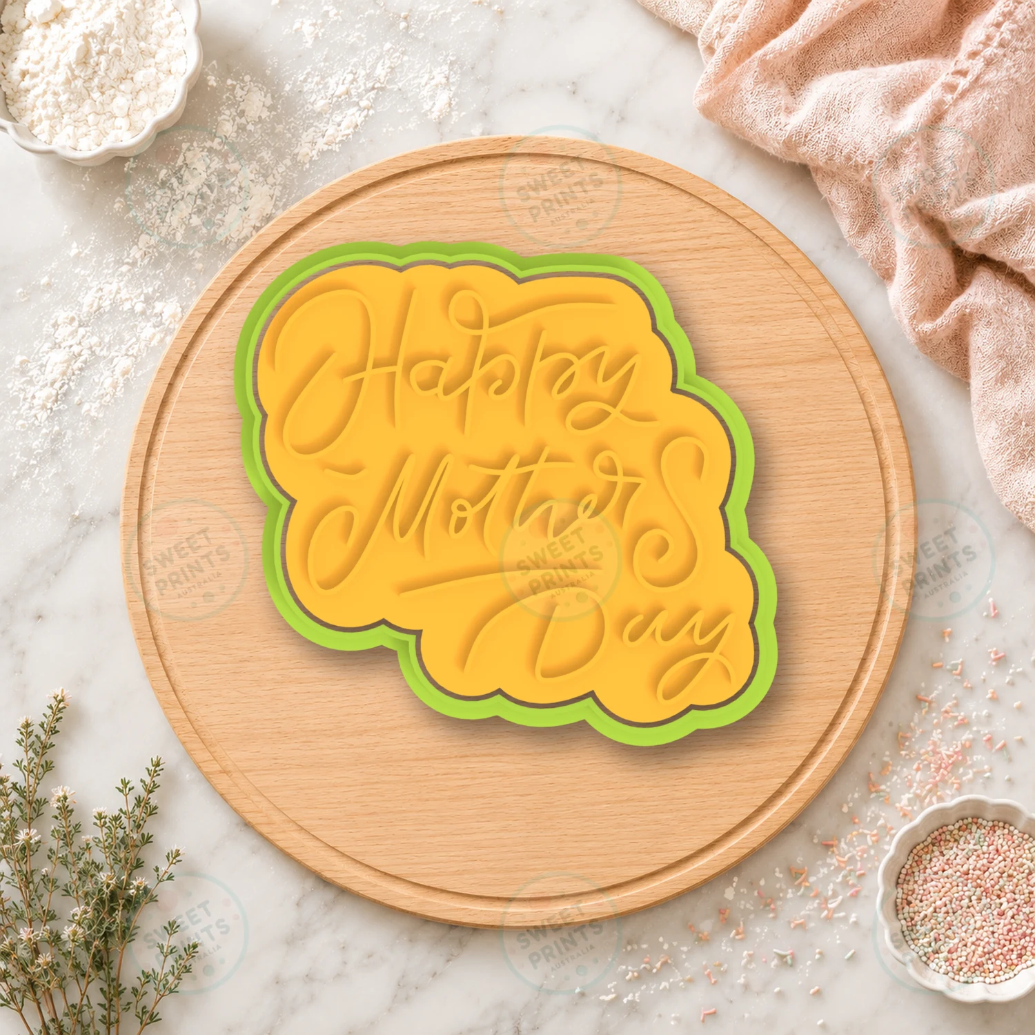 Happy Mothers Day Cursive Text Cookie Cutter & Stamp cookie cutter