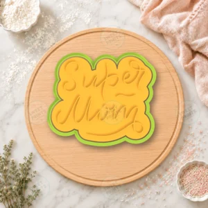 Super Mom Text Cookie Cutter & Stamp