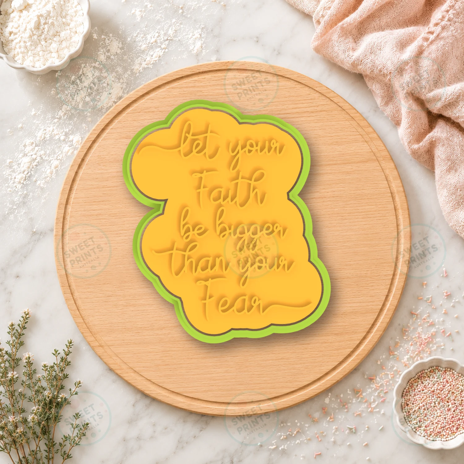 Let Your Faith Be Bigger Than Your Fear Text Cookie Cutter & Stamp cookie cutter