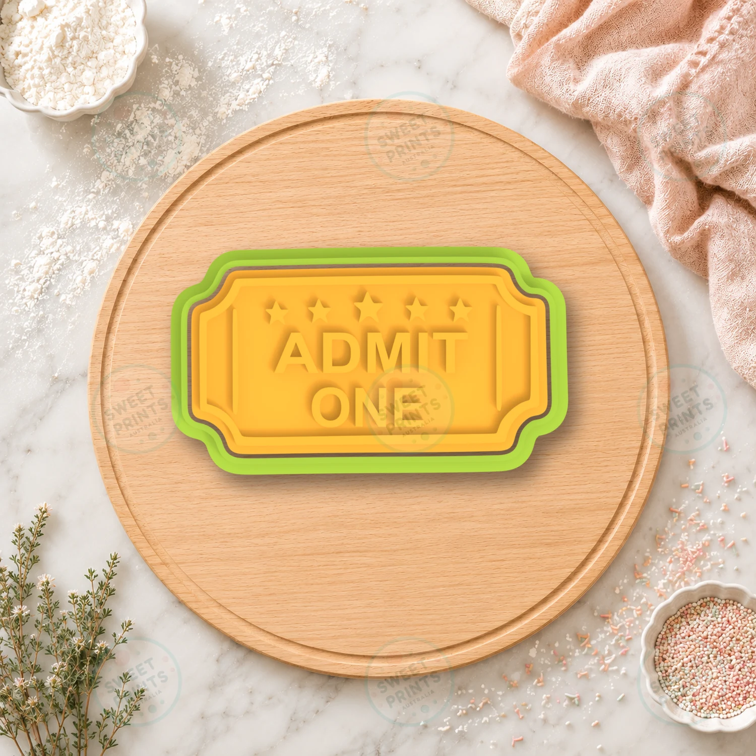 Movie Ticket Cookie Cutter & Stamp cookie cutter
