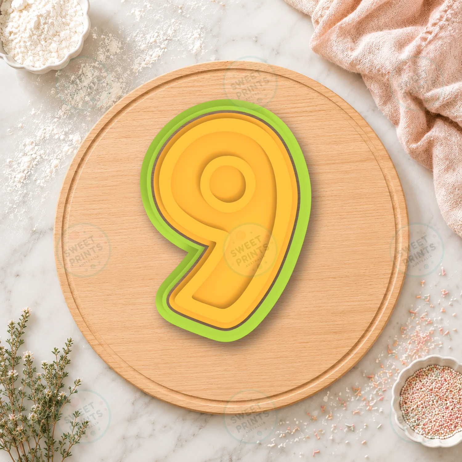Number 9 Cookie Cutter & Stamp cookie cutter