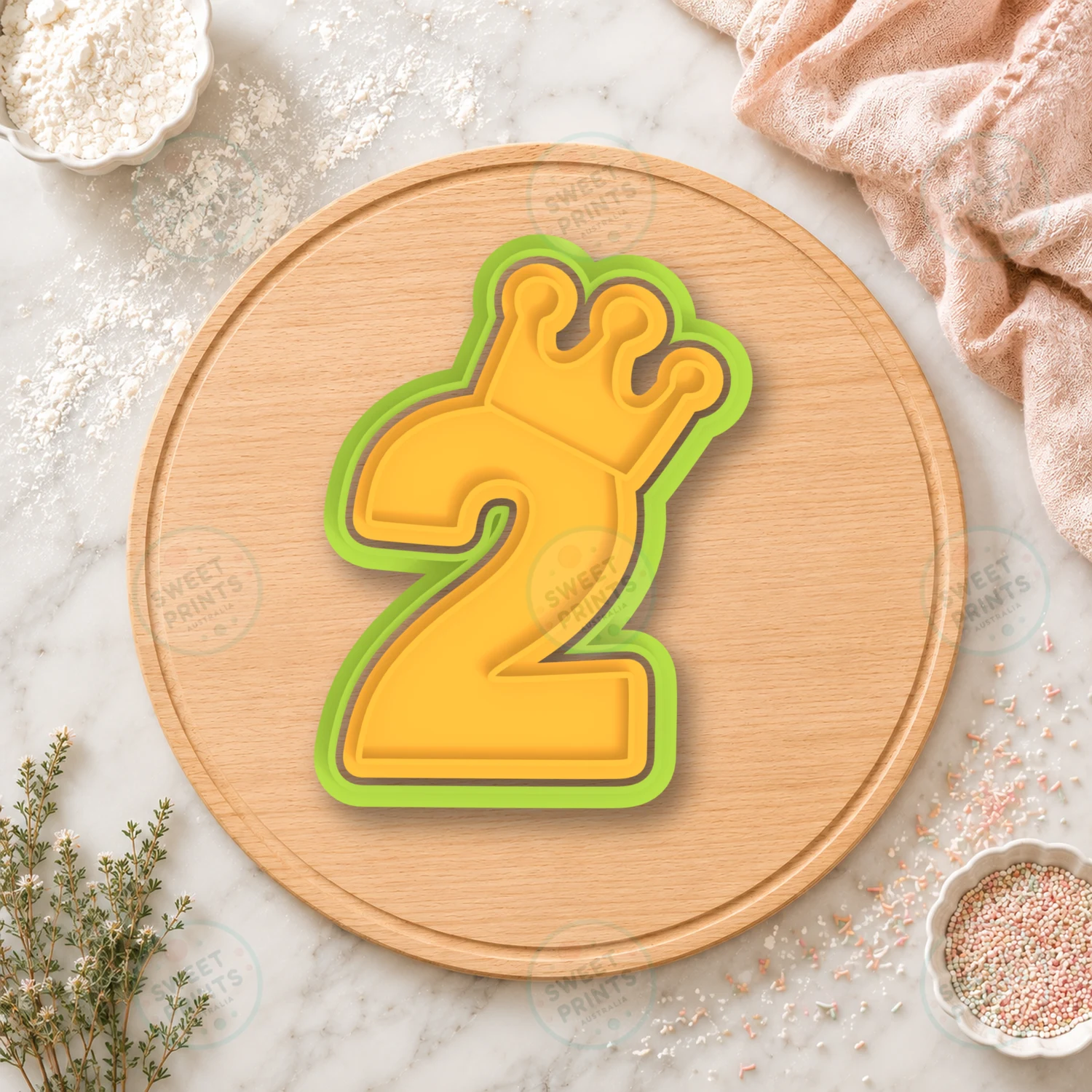 Number 2 With Crown Cookie Cutter & Stamp cookie cutter