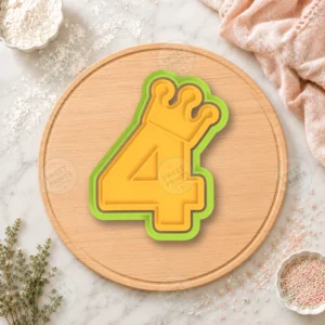 Number 4 with Crown Cookie Cutter & Stamp