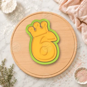 Number 6 with Crown Cookie Cutter & Stamp