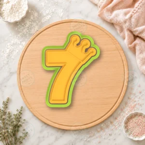 Number 7 with Crown Cookie Cutter & Stamp
