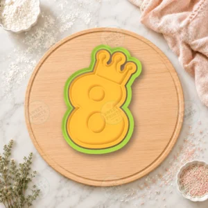 Number 8 with Crown Cookie Cutter & Stamp