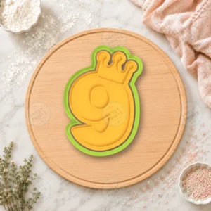 Number 9 with Crown Cookie Cutter & Stamp