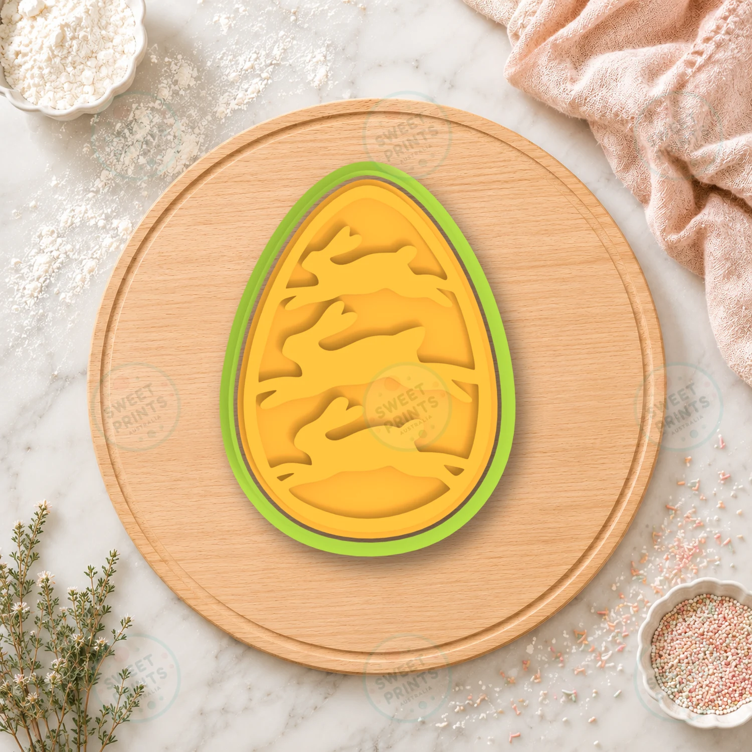 Hopping Bunnies Easter Egg Cookie Cutter & Stamp cookie cutter