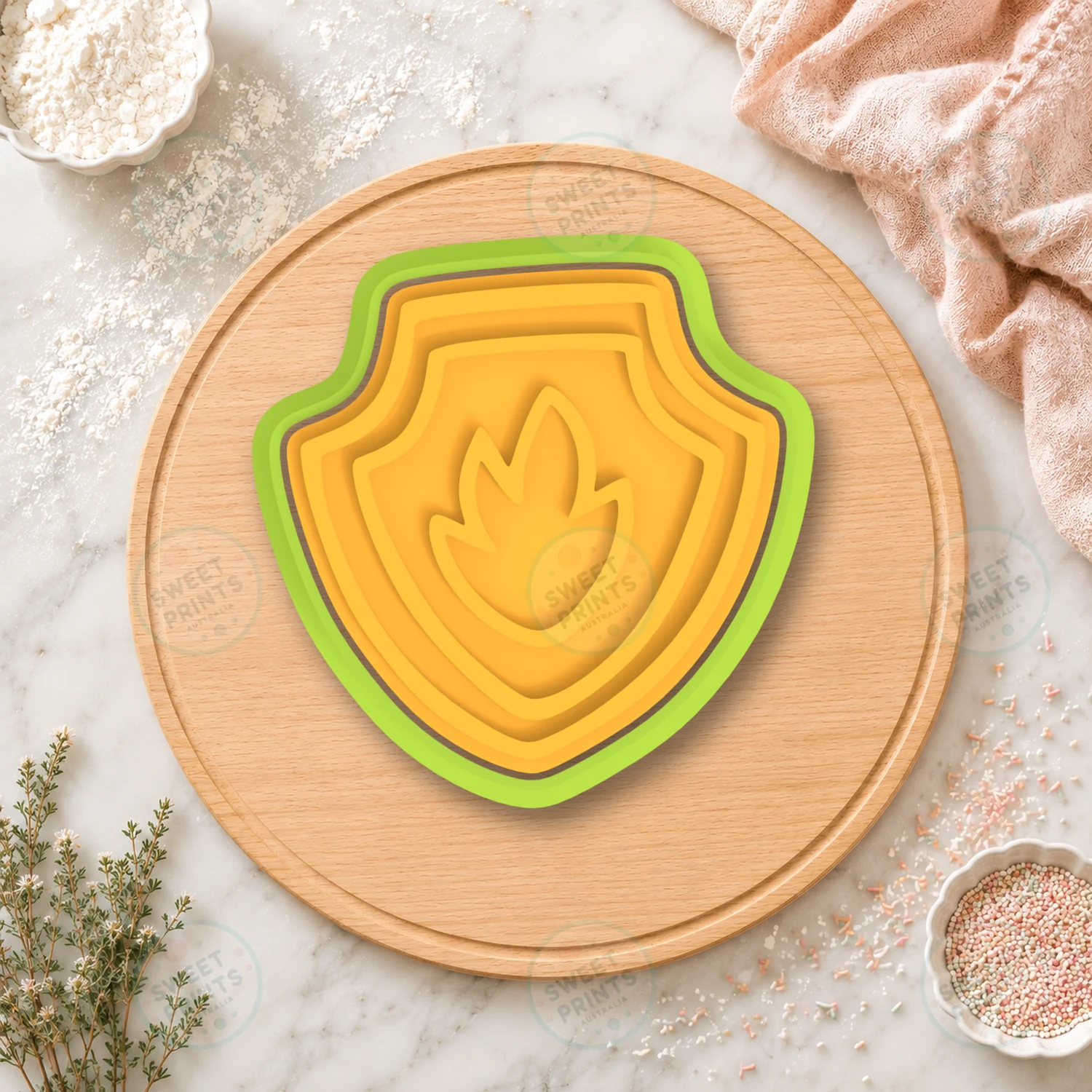 Firefighter Shield Badge Cookie Cutter & Stamp cookie cutter