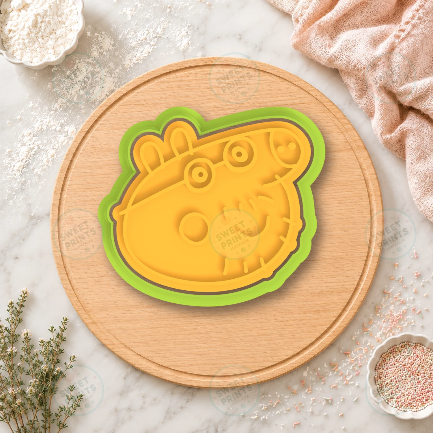 Grandpa Pig Head Cookie Cutter & Stamp cookie cutter
