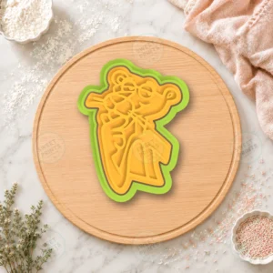 Pink Panther Head Tilted Cookie Cutter & Stamp