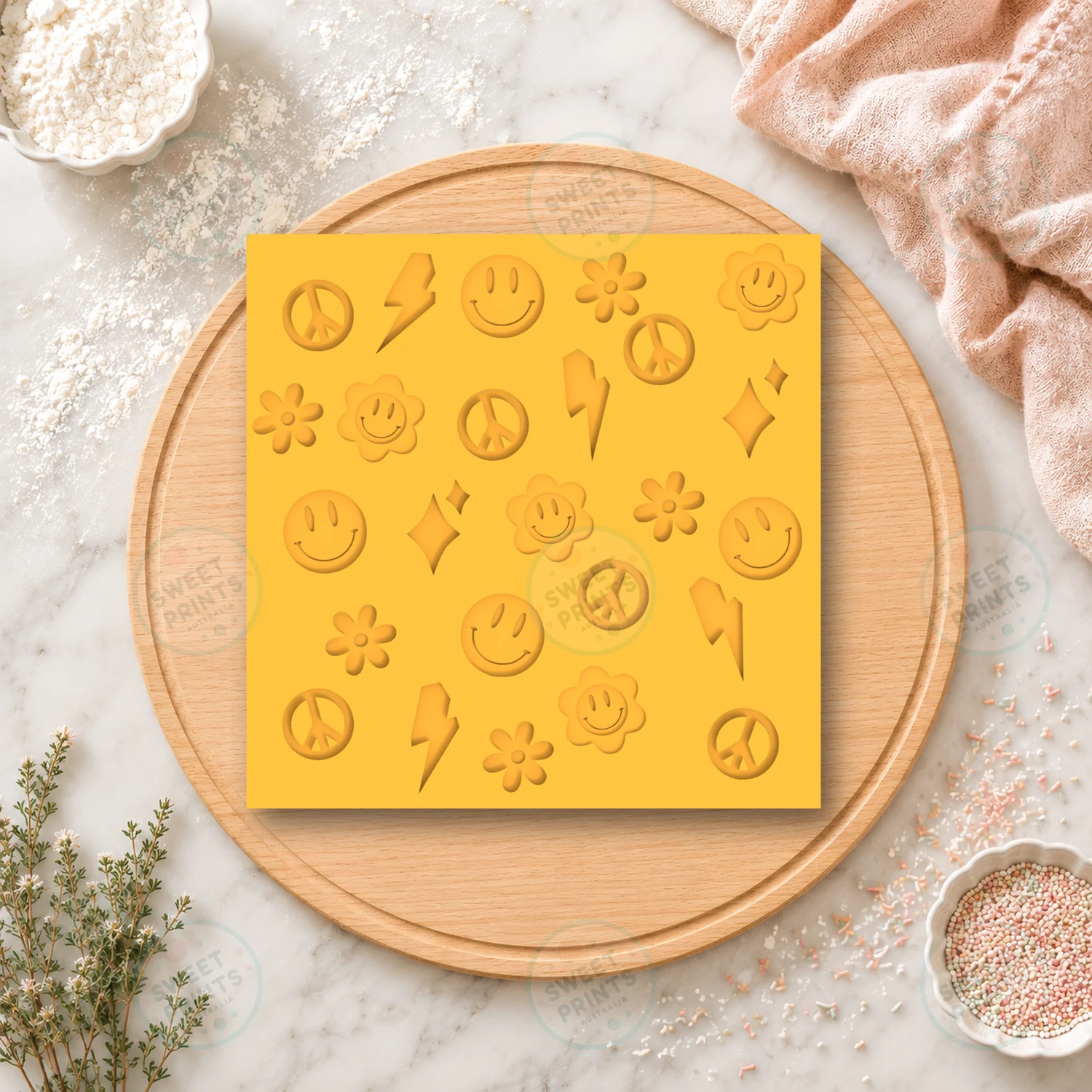 Retro Pallete Peace Love Smile Pattern Cookie Stamp cookie cutter