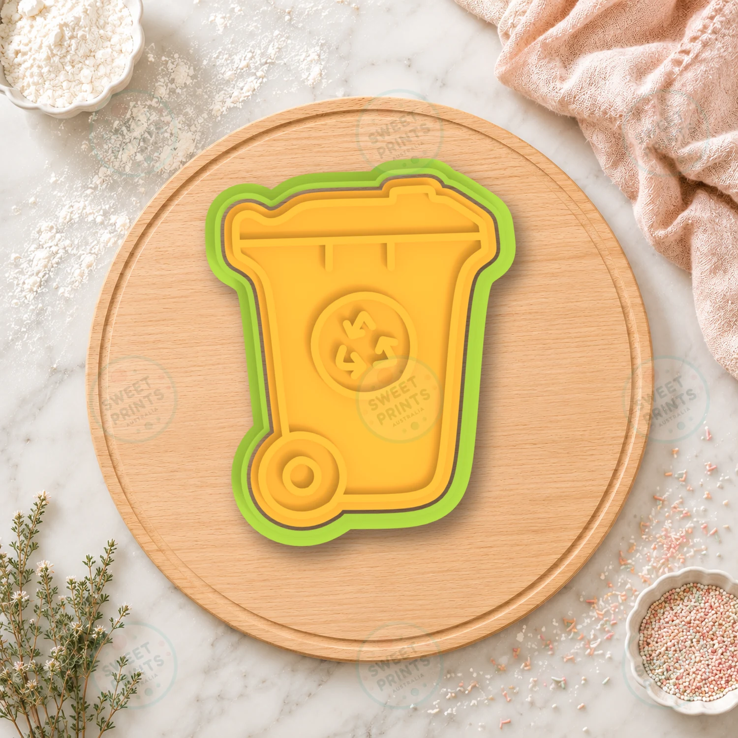 Recycling Bin Cookie Cutter & Stamp cookie cutter