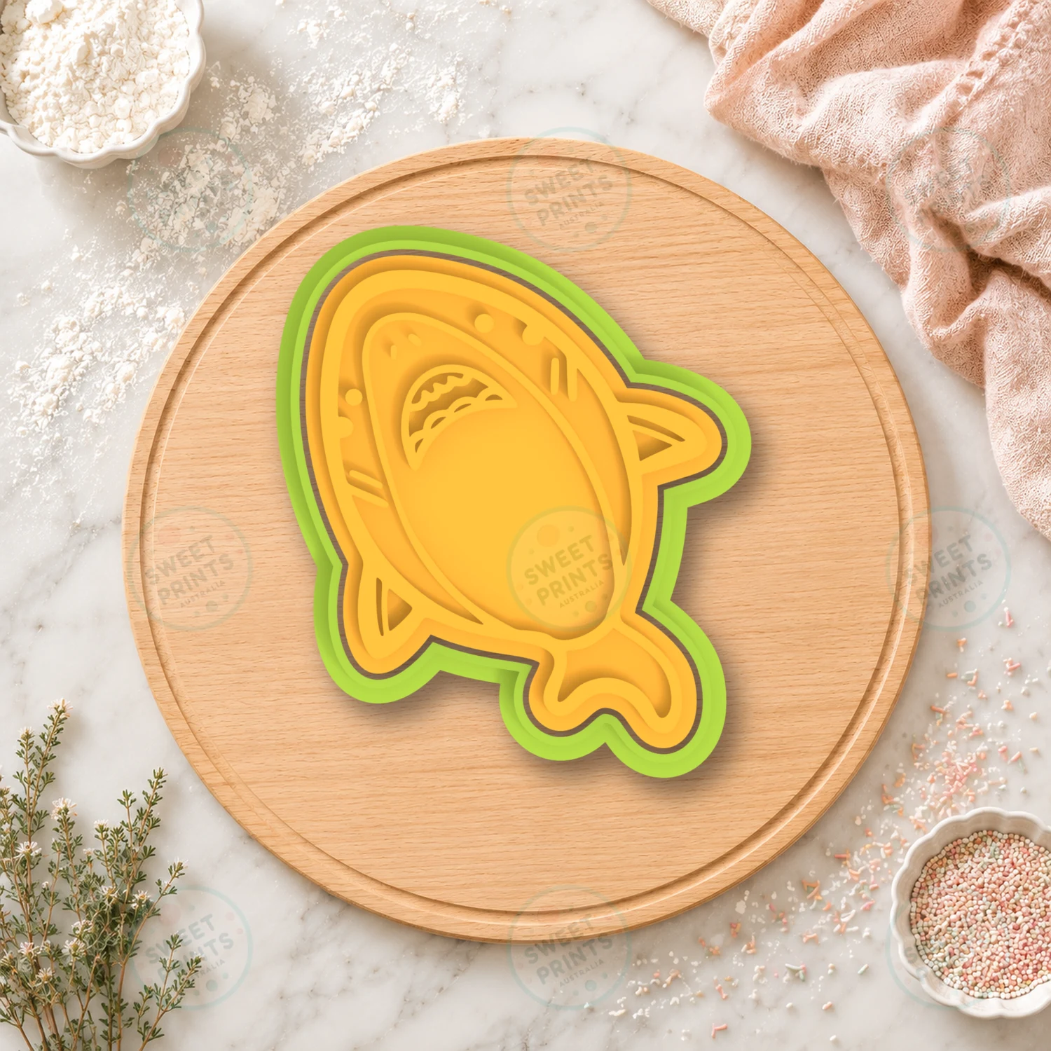 Shark Diving Cookie Cutter & Stamp cookie cutter