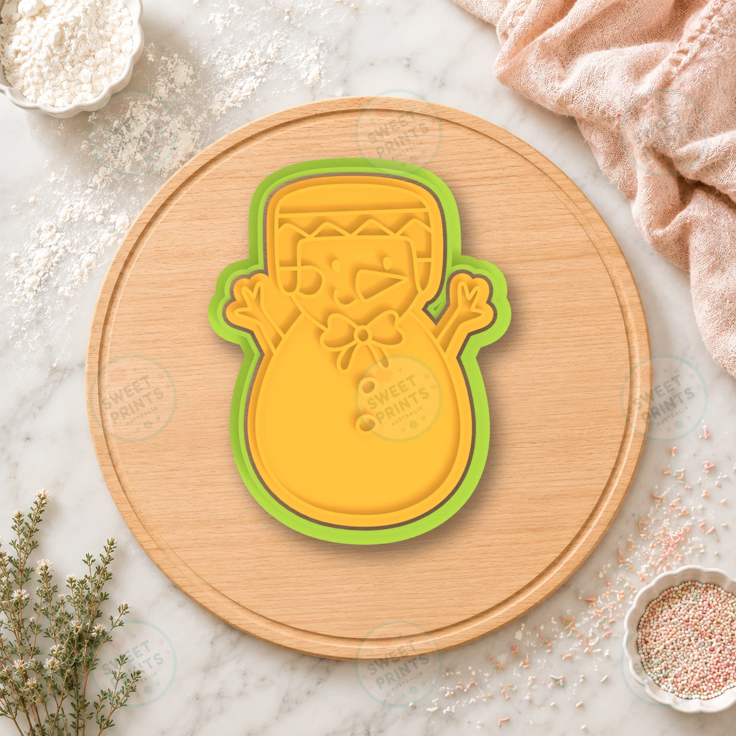 Snowman Bow Tie Cookie Cutter & Stamp cookie cutter