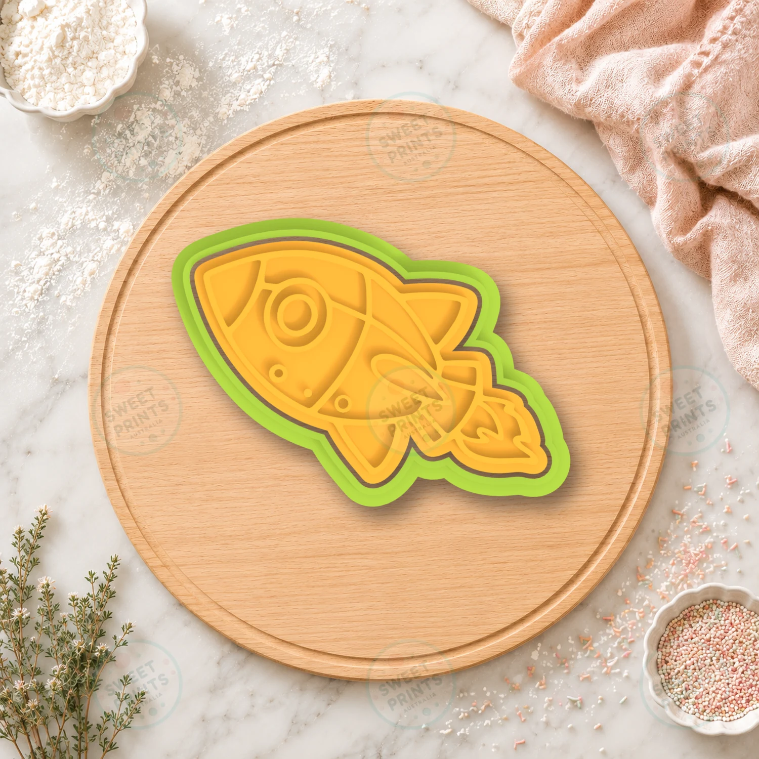 Rocket Diagonal Cookie Cutter & Stamp cookie cutter