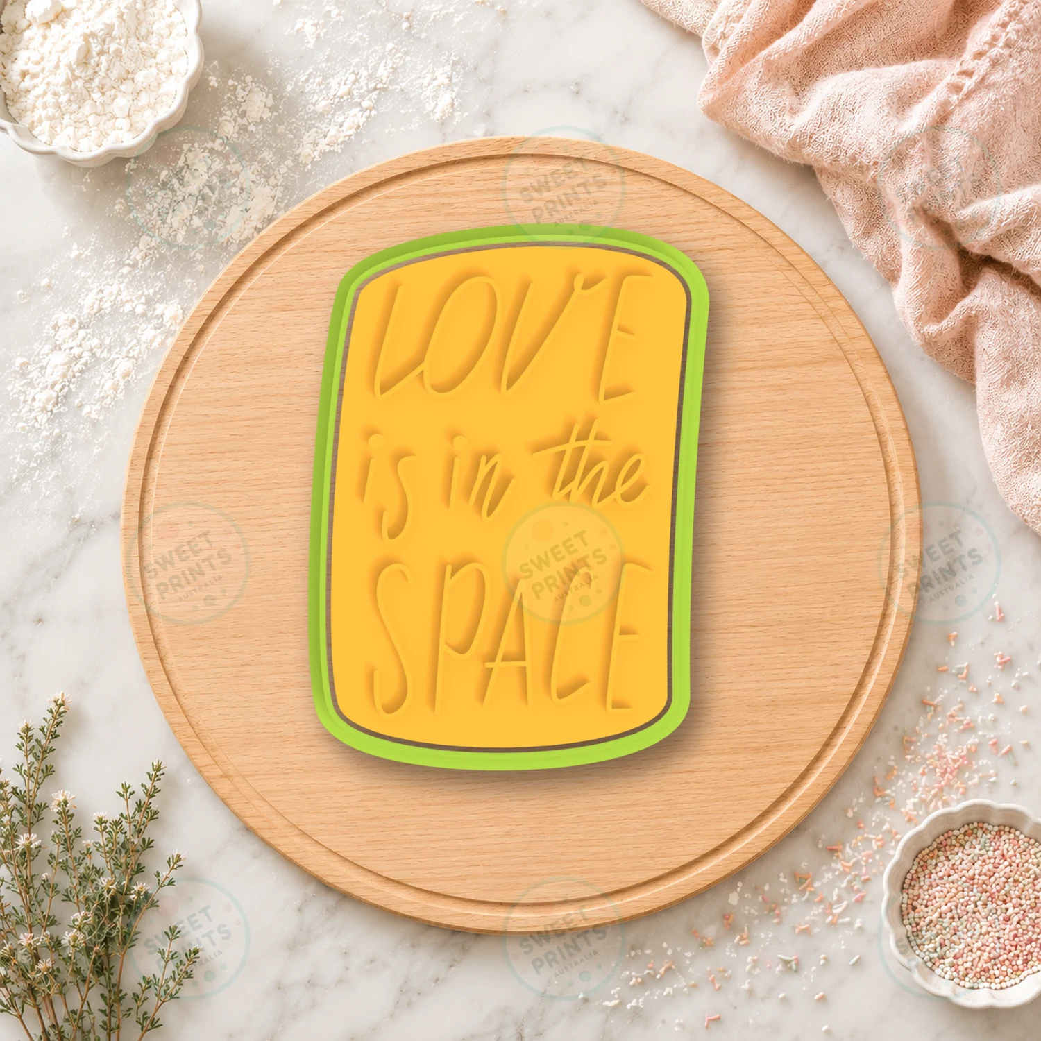 Love Is In The Space Text Cookie Cutter & Stamp cookie cutter