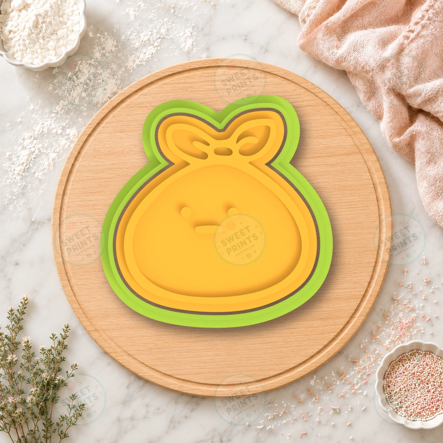 Kawaii Bunny With Bow Cookie Cutter & Stamp cookie cutter