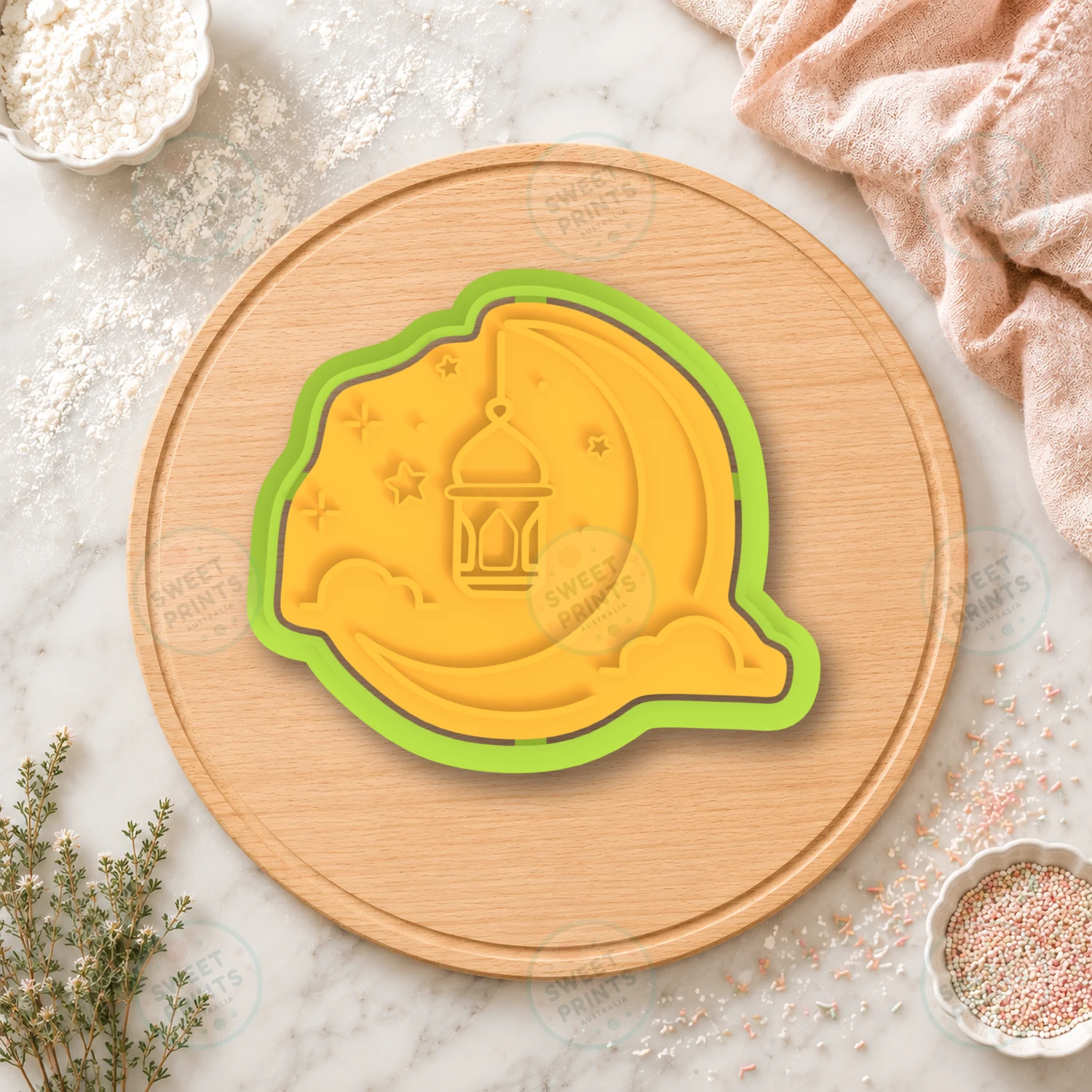 Ramadan Crescent Moon Cookie Cutter & Stamp cookie cutter