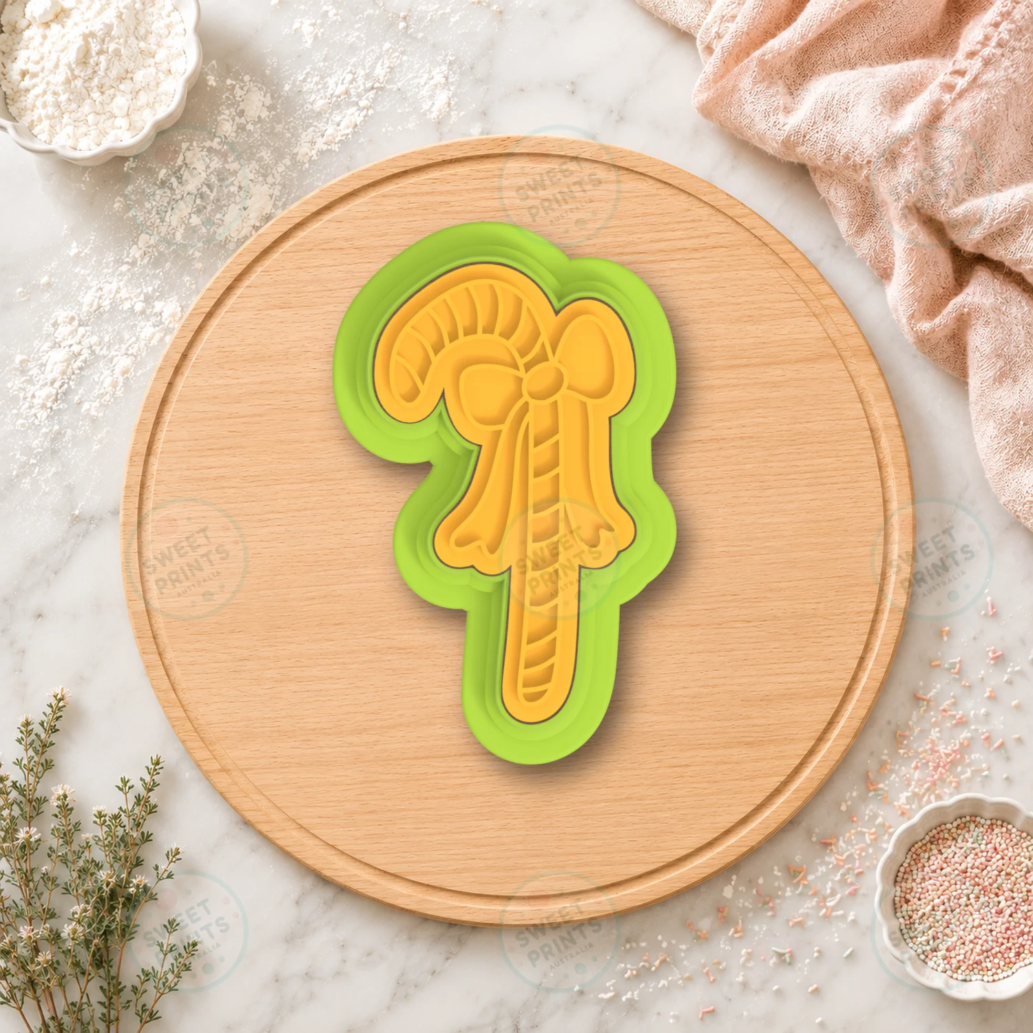 Candy Cane With Bow 2 Cookie Cutter & Stamp cookie cutter