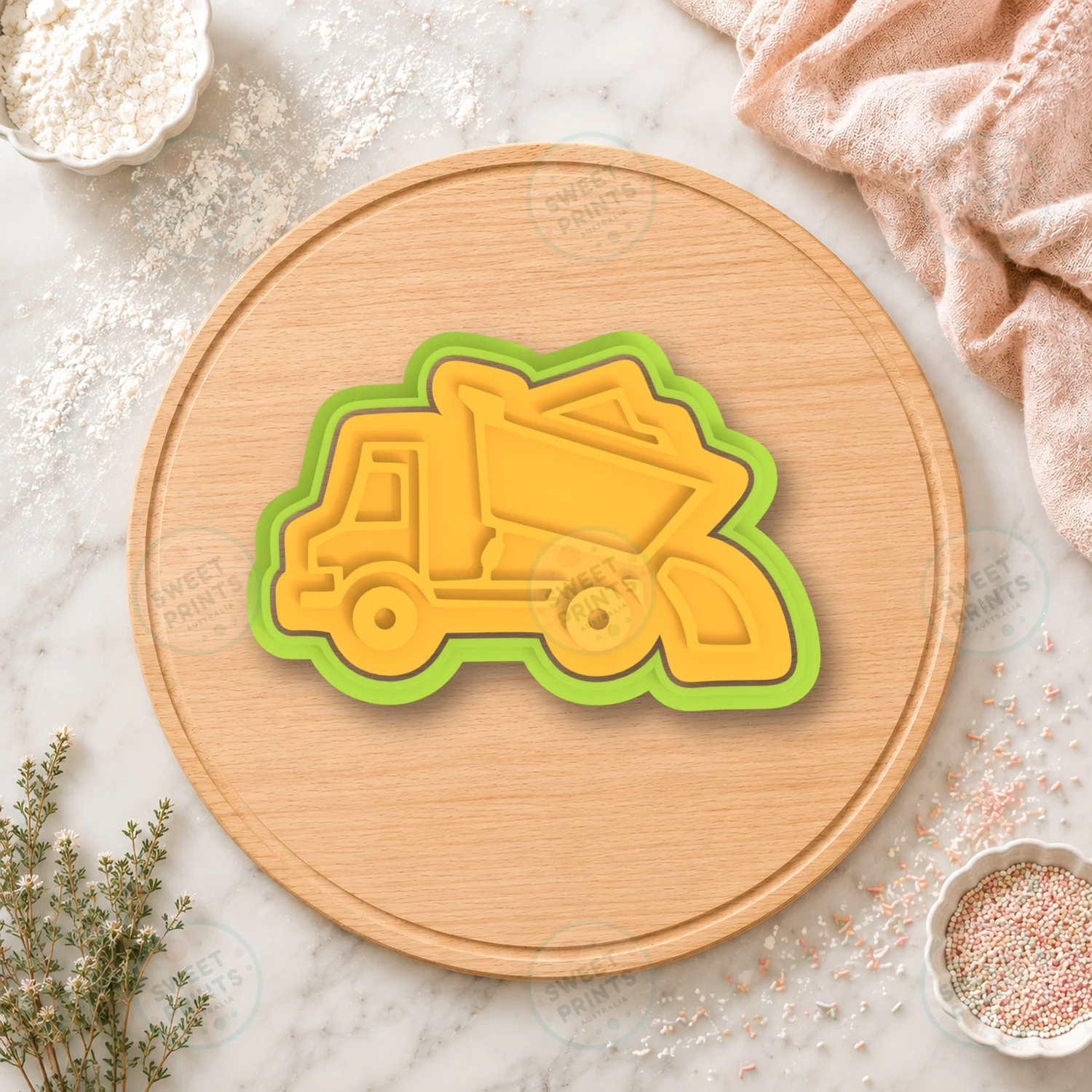 Angled Dump Truck Cookie Cutter & Stamp cookie cutter