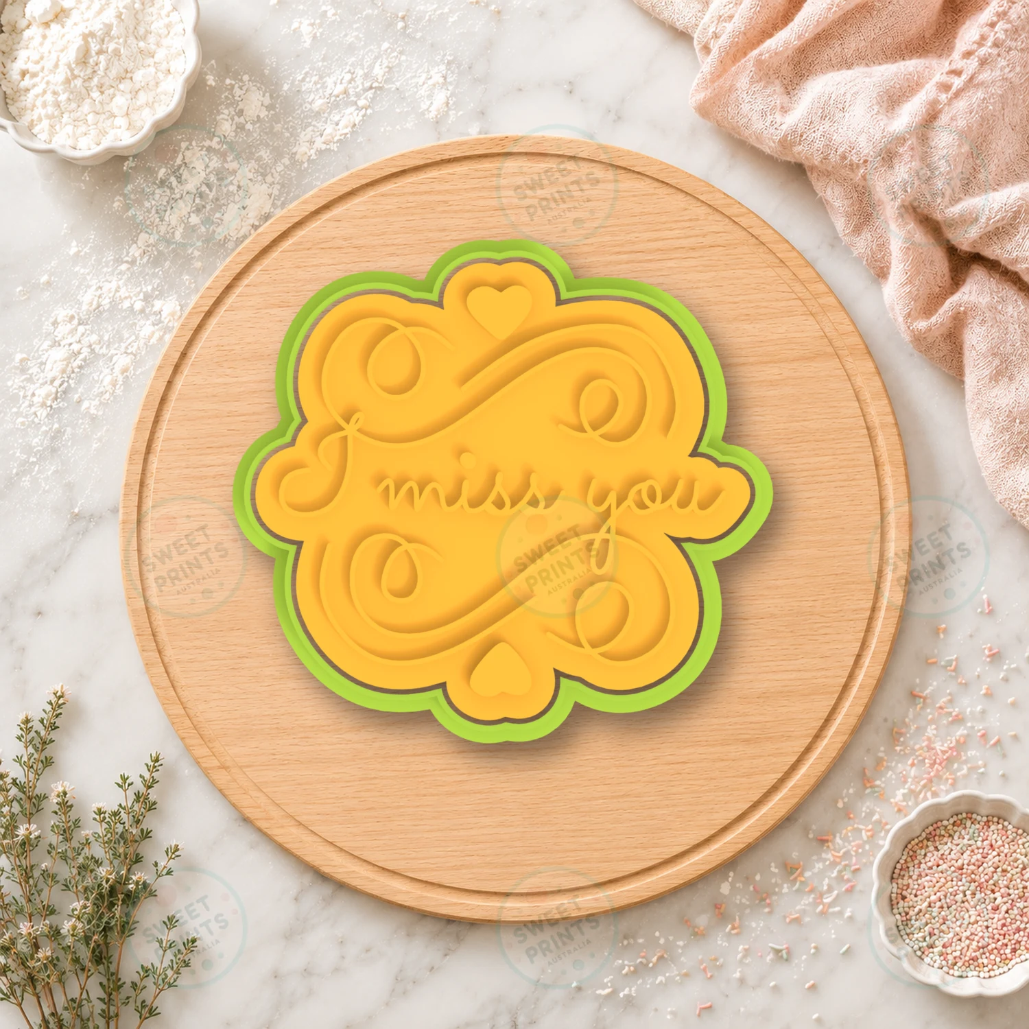 I Miss You Lettering Cookie Cutter & Stamp cookie cutter
