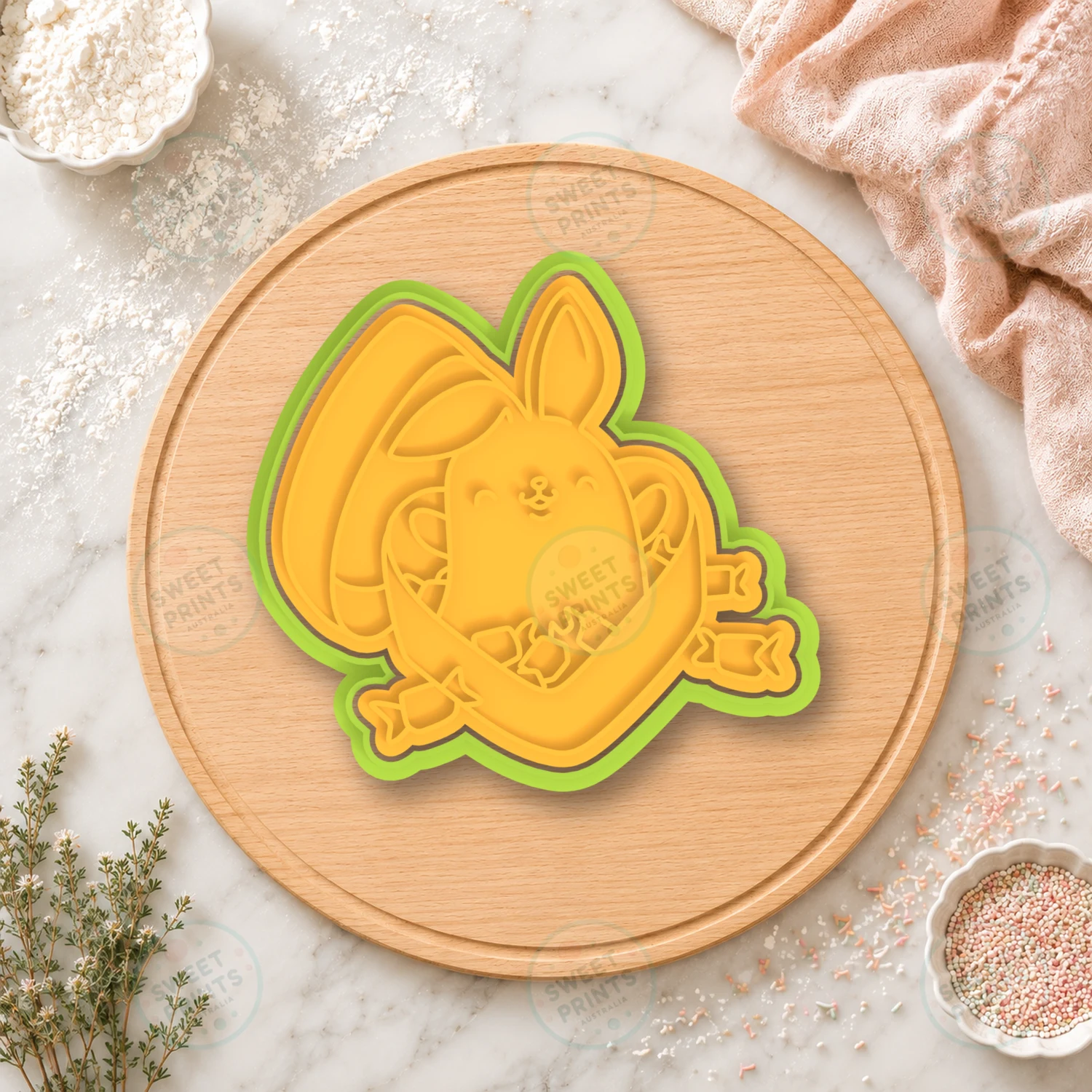 Valentine Bunny With Candies Cookie Cutter & Stamp cookie cutter